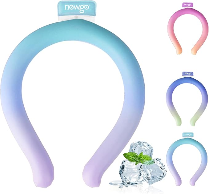 NEWGO Neck Cooling Tube Reusable Ice Cooler Cold Pack for Summer Heat, Ice Neck Ring for Outdoor Workers, Athletes, Sports Enthusiasts, Hot Flash Sufferers, Campers, Blue-Purple Gradient