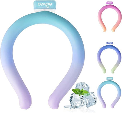 NEWGO Neck Cooling Tube Reusable Ice Cooler Cold Pack for Summer Heat, Ice Neck Ring for Outdoor Workers, Athletes, Sports Enthusiasts, Hot Flash Sufferers, Campers, Blue-Purple Gradient