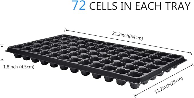 10-Pack Seed Starter Kit,72 Cell Seedling Tray Cell Seed Trays for Flat Trays Germination,Plastic Tray Nursery Pots Mini Propagator Plant Grow Kit Plug Tray Starting Trays for Seedling Germination