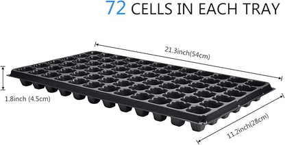 10-Pack Seed Starter Kit,72 Cell Seedling Tray Cell Seed Trays for Flat Trays Germination,Plastic Tray Nursery Pots Mini Propagator Plant Grow Kit Plug Tray Starting Trays for Seedling Germination
