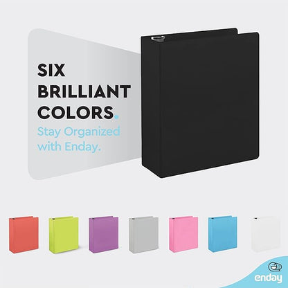 2 Inch 3 Ring Binder 2” Black, Slant D-Ring 2 in Binder Clear View Cover with 2 Inside Pockets, Heavy Duty Colored School Supplies Office and Home Binders – by Enday
