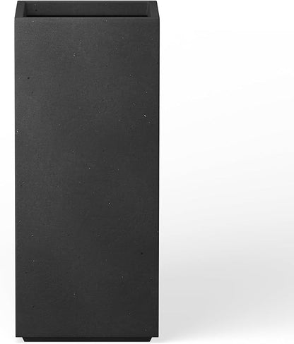 Kante 20.3" H Tall Rectangular Concrete Planter, Modern Square Diameter Plant Pot with Drainage Hole and Rubber Plug for Indoor Outdoor Home Patio Garden, Black