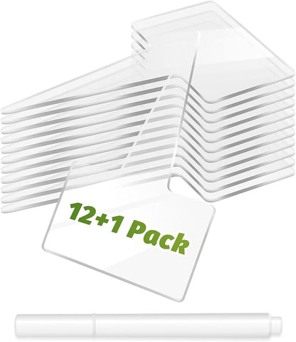 eZAKKA Acrylic Plant Labels, 12pcs Plant Tags Markers Around Hanging Garden Markers Labels Tree Tags Sticks for Seedlings Outdoor Garden Waterproof