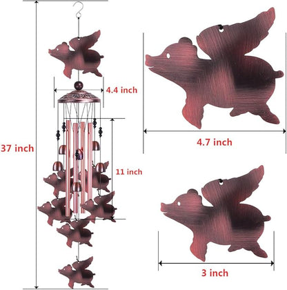 Fly Pigs Wind Chimes Outdoor Decor - with 4 Tubes 7 Pigs Wind Chime, Mobile Romantic Flying Pigs Wind Catcher, Garden Pigs Windchimes for Home, Mom Gifts, Balcony, Tree, Festival, Garden Decoration