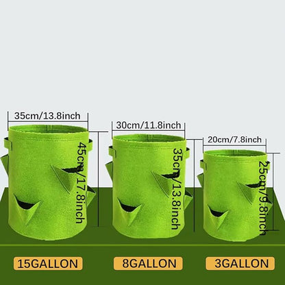 Ulalaza 5PCS Potato Grow Bags with Flap Plant Grow Bags Fabric Multi Ribbon Potato Bag Tomato Vegetable Growth Non-Woven Felt Planting Bag Transparent