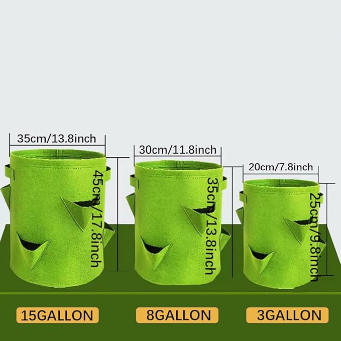 Ulalaza 5PCS Potato Grow Bags with Flap Plant Grow Bags Fabric Multi Ribbon Potato Bag Tomato Vegetable Growth Non-Woven Felt Planting Bag Transparent