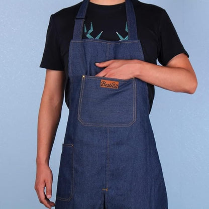 Apron Adjustable Split Leg with Portable Pocket for DIY Ceramic Sculpture | Ceramics Apron Durable Denim, Fit for Gardening, BBQ & Workshop