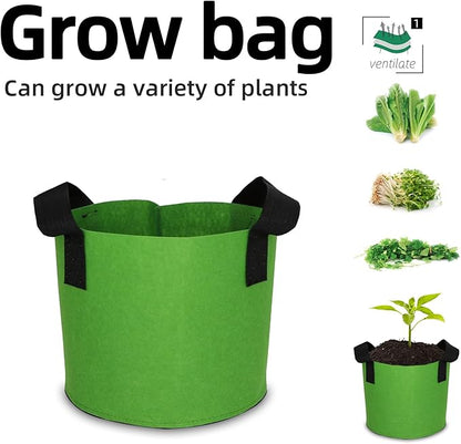 Grow Bags,Growing Pot Bags Garden Grow Bag Indoor Outdoor Fabric Aeration Plant Pot Container Flower Vegetable Pouch (Green,1 Gallon)