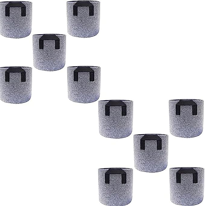 Ulalaza 10PCS Potato Grow Bags with Flap Plant Grow Bags Fabric Multi Ribbon Potato Bag Tomato Vegetable Growth Non-Woven Felt Planting Bag Transparent