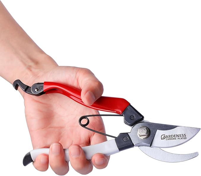 Gardeness Pruning Shears, Professional Bypass Heavy Duty Garden Pruner Secateurs – Lightweight Easy Grip Hand Pruners Branch Clippers for Gardening, Trimming, Harvesting. Made in Taiwan