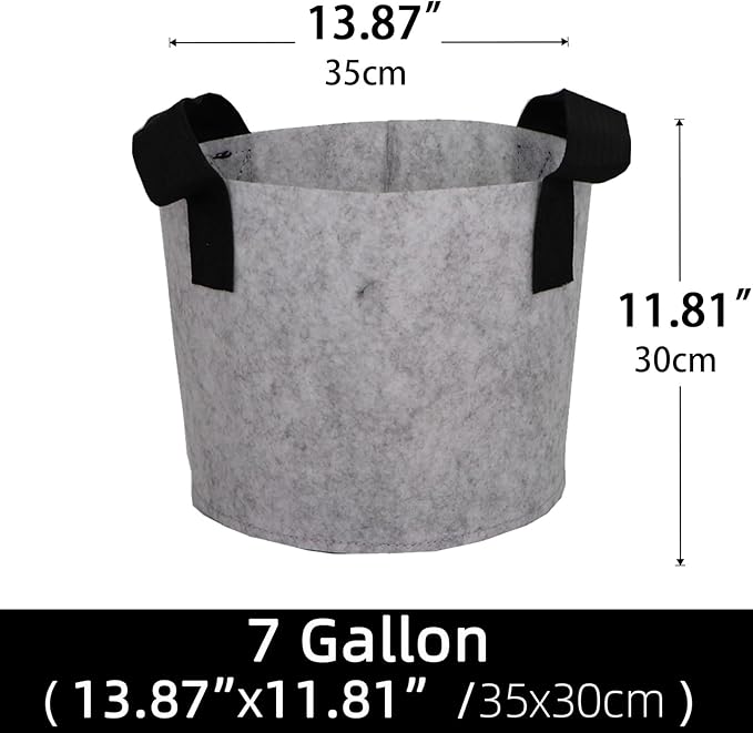 Grow Bags,Growing Pot Bags Garden Grow Bag Indoor Outdoor Fabric Aeration Plant Pot Container Flower Vegetable Pouch (Light Gray,7 Gallon)