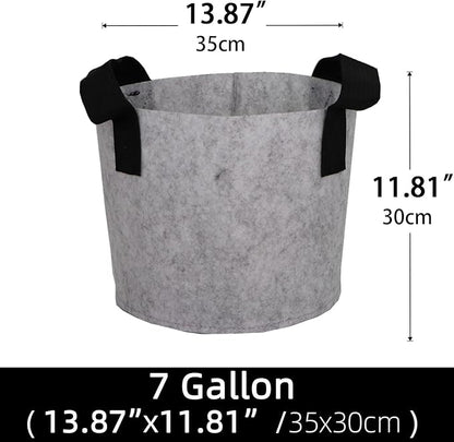 Grow Bags,Growing Pot Bags Garden Grow Bag Indoor Outdoor Fabric Aeration Plant Pot Container Flower Vegetable Pouch (Light Gray,7 Gallon)