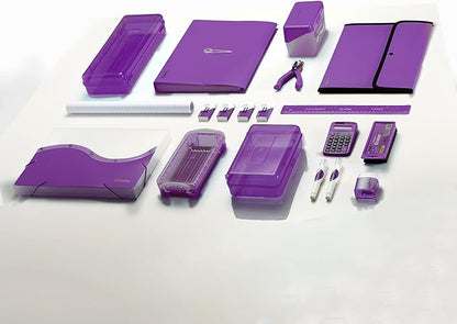 1 Inch 3 Ring Binder 1” Binder Purple Clear View Cover with 2 Inside Pockets, Colored School Supplies Office and Home Binders – by Enday