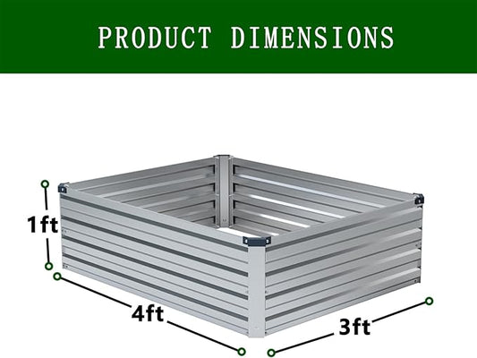 4×3×1FT(2PCS) Galvanized Raised Garden Bed Kit, Metal Planter Boxes,Large Raised Garden Bed for Planting Vegetables,Flowers,Herbs -Silver