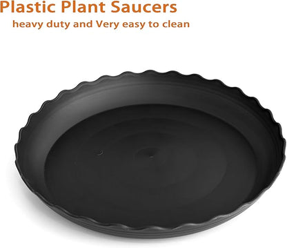 2 Pack of 10 inch Plant Saucer Plant Tray, Plastic Plant Saucer, Heavy Duty Plant Tray for Pots, Plant Saucers for Indoors Planter, Garden Water Plate Bowls for Gallon Grow Bags (Black)