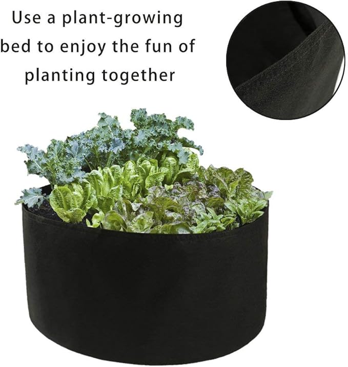 150 Gallons Extra Large Round Raised Garden Bed, Deep Soil Diameter 46"/ Height 22" Planting Container Grow Bags Durable Felt Fabric Planter Pot for Plants,Vegetables,Flowers (Black)