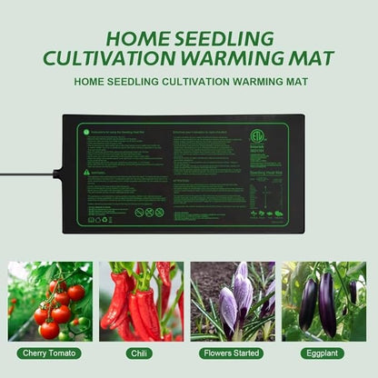 Upgrade Version 2PK Seedling Heat Mat with ETL Listed,Warm Hydroponic Heating Pad for Seed Starting,Indoor Gardening,Brewing and Greenhouses,Durable Waterproof Black Plant Heat Mat