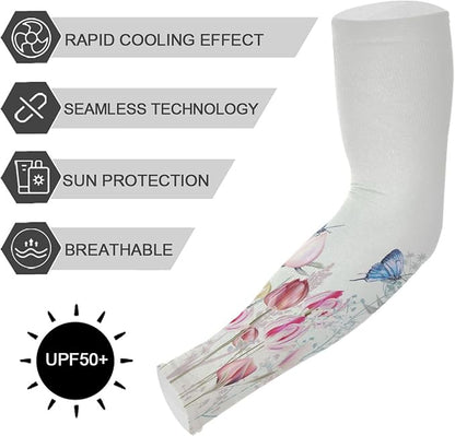 Wamika Gardening Sleeves Spring Globe Daisy Flowers Farm Sun Protective Arm Sleeves with Tumb Hole