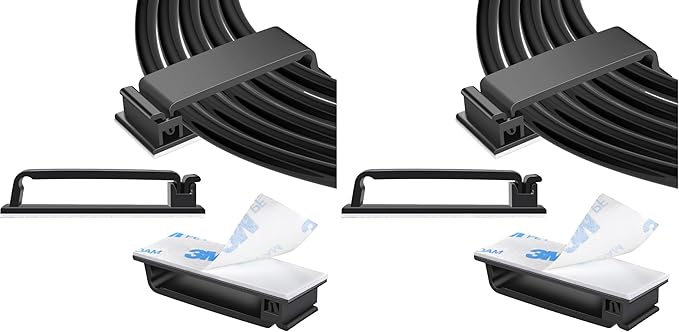 XHF 100 PCS Self Adhesive Cable Clips(L) Black,Wire Clips Cable Management Wire Organizer Cord Holder for Under Desk, Car, Wall, TV PC Ethernet Cable (Pack of 2)