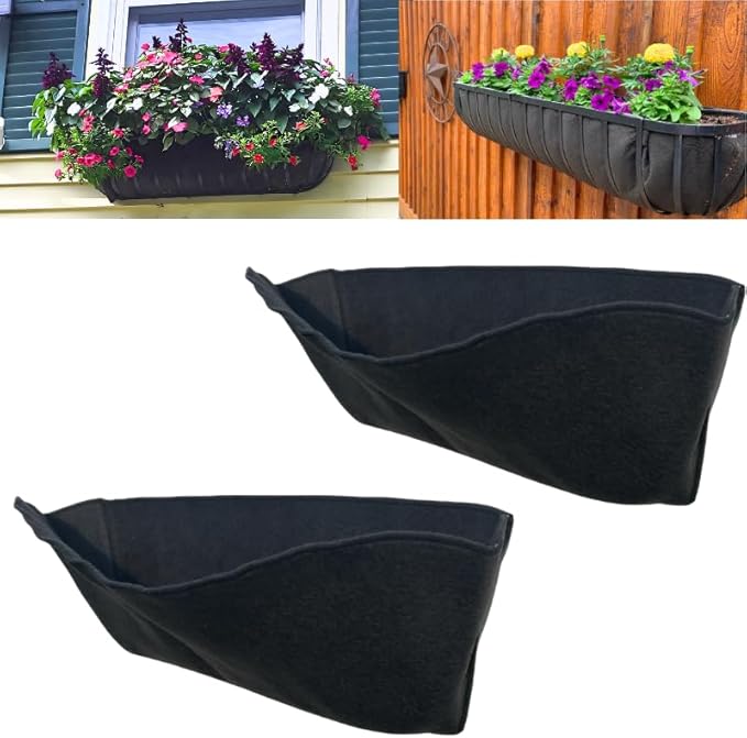 EZ Swap 48 Inch Fabric Trough Coco Liner Replacement for Window Basket Flower Planter - 48" Coconut Coco Fiber Alternative for Hayrack Planters. Use 3+ Seasons - Made in The USA! (2-Pack)