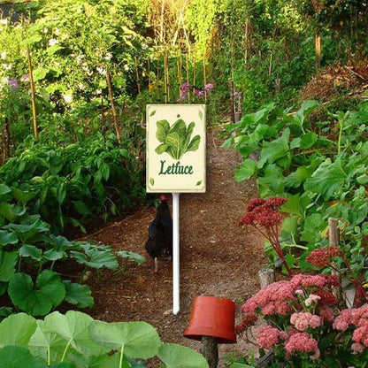 Uptell Vintage Vegetable Signs for Garden with Stake Lettuce Yard Sign Vegetable Garden Label Stakes Plant Markers for Outdoor Plants Waterproof 8x12inch