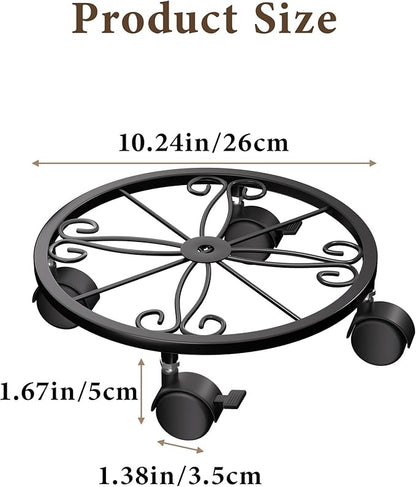 Plant Caddy with Wheels - 10.24" Plant Stand with Wheels, 360° Lockable Plant Rollers Plant Dolly, Plant Tray with Casters for Indoor and Outdoor.