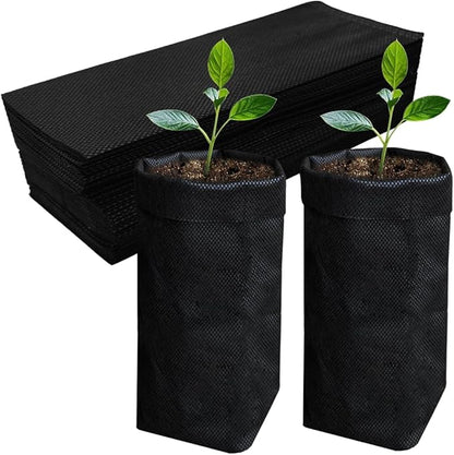 Belit 100 Pcs 10.2" H Deep Nursery Grow Bags, Non-Woven Plants Pots Container for Starting Rooted Plants Vegetable, Flower, Seedling Tree, Black