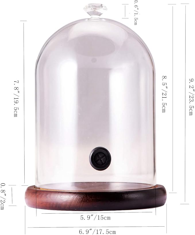 Smoking Cloche For Food Drinks With Wood Base, Cocktails Smoke Infuser Accessory, Glass Dome for Smoker Gun