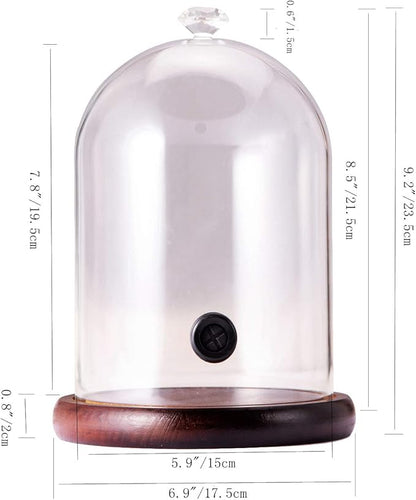 Smoking Cloche For Food Drinks With Wood Base, Cocktails Smoke Infuser Accessory, Glass Dome for Smoker Gun