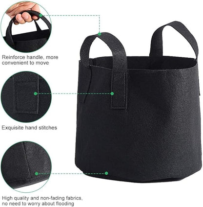 Plant Grow Bag, Thickened Nonwoven Fabric Planting Pot with Handle Aeration Planting Pot Container 1/2/3/5/7/10 Gallon 1Pc (25 x 30 cm (5 Gallons))