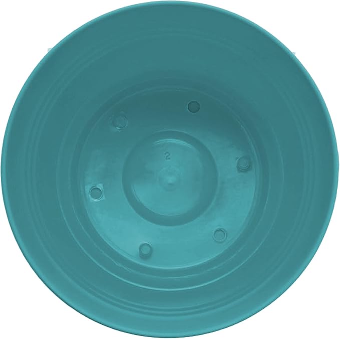 Bloem Saturn 7" Bermuda Teal Round Resin Planter Pot with Snap-in Saucer for Indoor and Outdoor Gardening