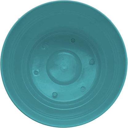 Bloem Saturn 5" Bermuda Teal Round Resin Planter Pot with Snap-in Saucer for Indoor and Outdoor Gardening