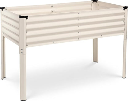 Galvanized Raised Garden Beds Outdoor with Legs // 48×24×31in Elevated Planter Box for Vegetables, Flowers (White) // Large Metal Garden Bed for Backyard Patio Gardening