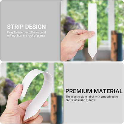 Greaner Plant Markers 50PCS, 8 Inch Plastic Plant Tags with Garden Marker Pen, Plant Tags and Labels for Outdoor Garden Waterproof, Plant Identification Stakes for Indoor Outdoor Plants-White
