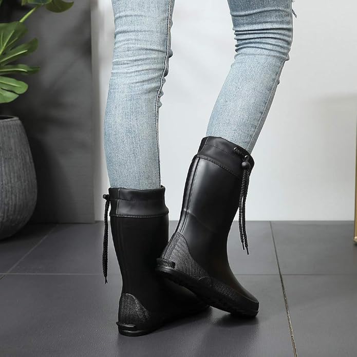 Asgard Women's Mid Calf Rain Boots Collar Gardening Boots Ultra Lightweight Portable Garden Shoes