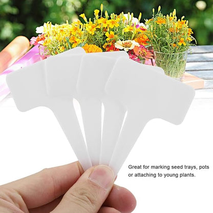 Plastic Plant Tags 50 PCS PVC T-Type Tag Markers Nursery Garden Pot Markers Tree Stake Tags Labels Gardening Tool Kit 610cm(White)