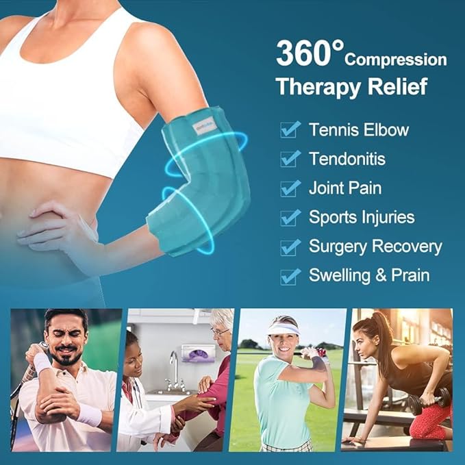 Elbow Ice Pack Wrap for Tendonitis & Tennis Elbow, 2 Hours Long Lasting Cold Compression Flexible Ice Pack Sleeve, Pain Relief for Golfers Arm, Arthritis, Injuries