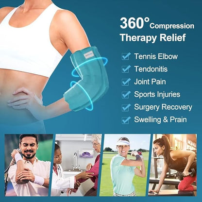 Elbow Ice Pack Wrap for Tendonitis & Tennis Elbow, 2 Hours Long Lasting Cold Compression Flexible Ice Pack Sleeve, Pain Relief for Golfers Arm, Arthritis, Injuries