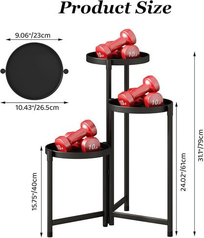 Plant Stand indoor outdoor-3 Tier black Tall Metal Flower Pot Holder Potted Display Rack - Heavy Duty Corner Plant Shelf for Patio Garden Balcony Living Bedroom Room
