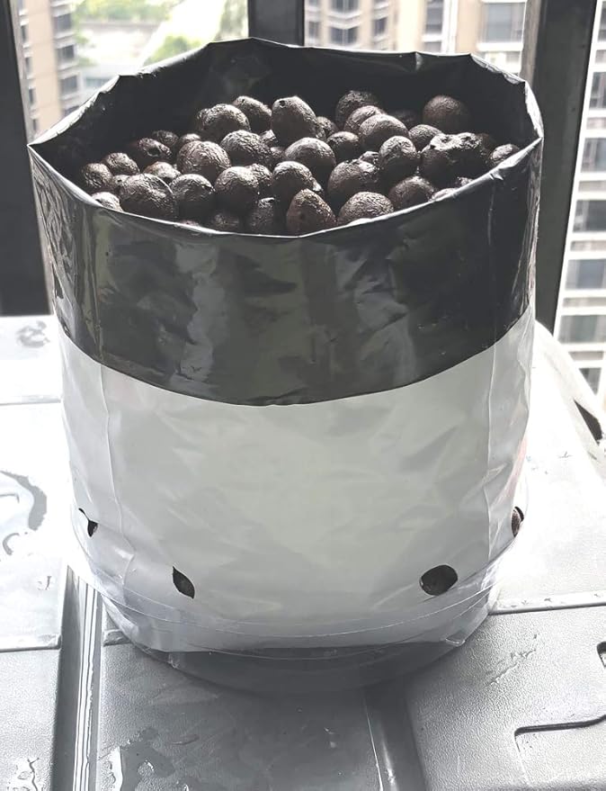 HORTIPOTS 0.5 Gal Black and White Plastic Grow Bags 1/2 Gallon (Pack of 100)