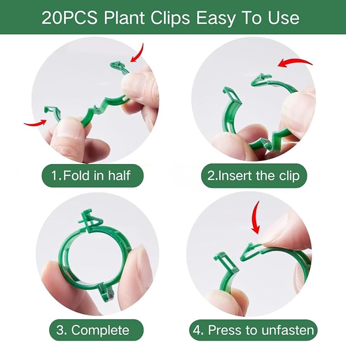 5 Pack Monstera Plant Support, 38inch Stackable Plant Stakes with 20Pcs Clips & 1Pcs Ties, Alternative to Moss Pole Plants Sticks Structures for Climbing Indoor Outdoor Potted Plants
