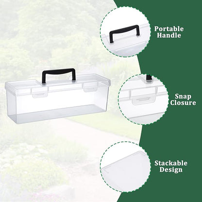 Kokone Plastic Clear Seed Storage Organizer Box with Handle, Portable Seed Bin with Lock, Transparent Seed Saving Box with Lid, Seed Container Seed Packet Storage Organizer
