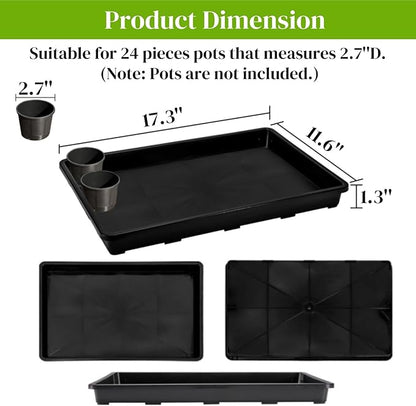 6 Pack Nursery Potting Trays, Plastic Seedling Starter Tray with No Drain Holes, Easy Watering Flat Garden Plant Growing Tray for Indoor Greenhouse Germination, 17.3'' x 11.6'' x 1.3''