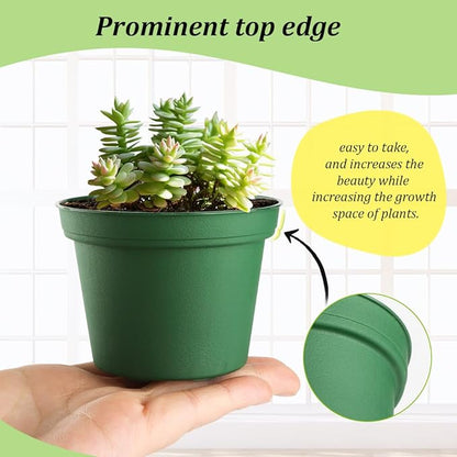 160 Pack 3 Inch Green Nursery Pots - Plastic Seedling, Seed Starter, Germination Pots with Drainage for Plants, Succulents, Flowers, Transplanting Gardening Gifts