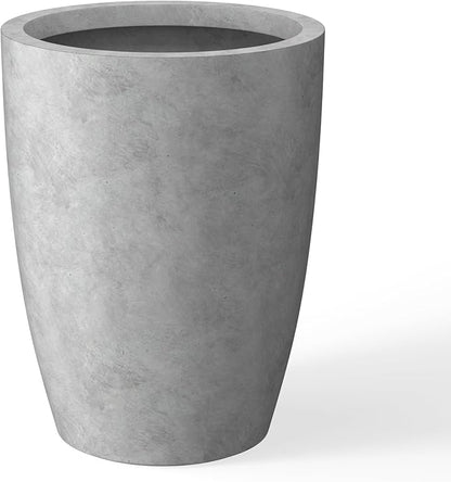 Kante 18.1" H Tall Round Concrete Planter for Outdoor Indoor, Modern Decorative Plant Pots with Drainage Hole & Rubber Plug for Home & Garden Natural Concrete