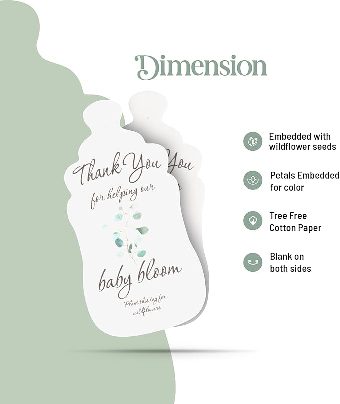 Bottle Shaped Seed Paper – 15Pcs Green Shower Favors for Guests with Wildflower Seeds, Writable & Plantable, Shower Favor Gifts for Guest