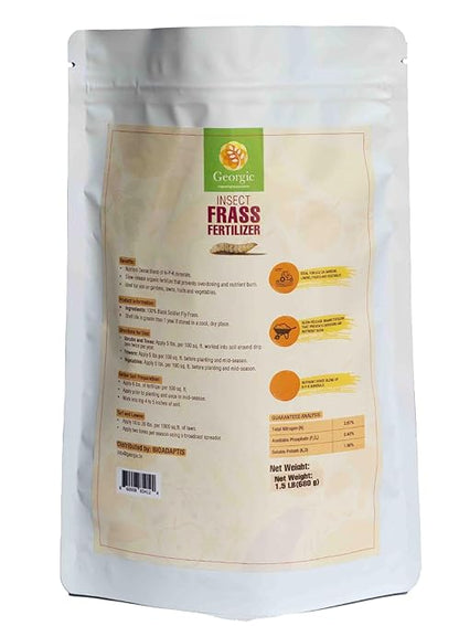 Insect Frass Organic Fertilizer – 100% Natural All-Purpose Plant Food, Organic Soil Amendment, Slow Release Nutrients, Indoor Plants, Houseplants, Vegetable Gardens, Lawns, Flowers & Pots(1.5 lb)