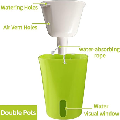 TCBWFY 9 Inch Self Watering Pots for Indoor Plants,3 Sets Self Watering Planter Pots with Visual Water Level Window and Multiple Vents,Self Watering Plant Pot for All House Plants,Flowers,Herbs