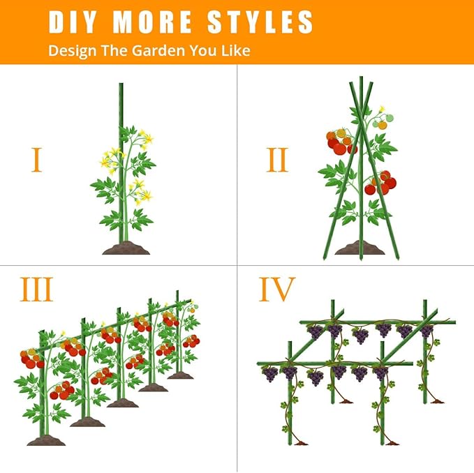 Garden Stakes 36 Inches Heavy Duty Steel Tomato Stake, Plastic Coated Support for Securing Trees, Climbing Plants, Cucumber, Beans, Pack of 20