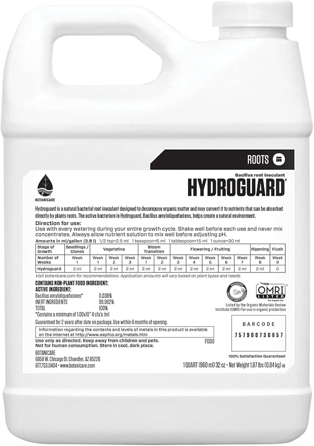 Botanicare Hydroguard Bacillus Root Inoculant, Quart